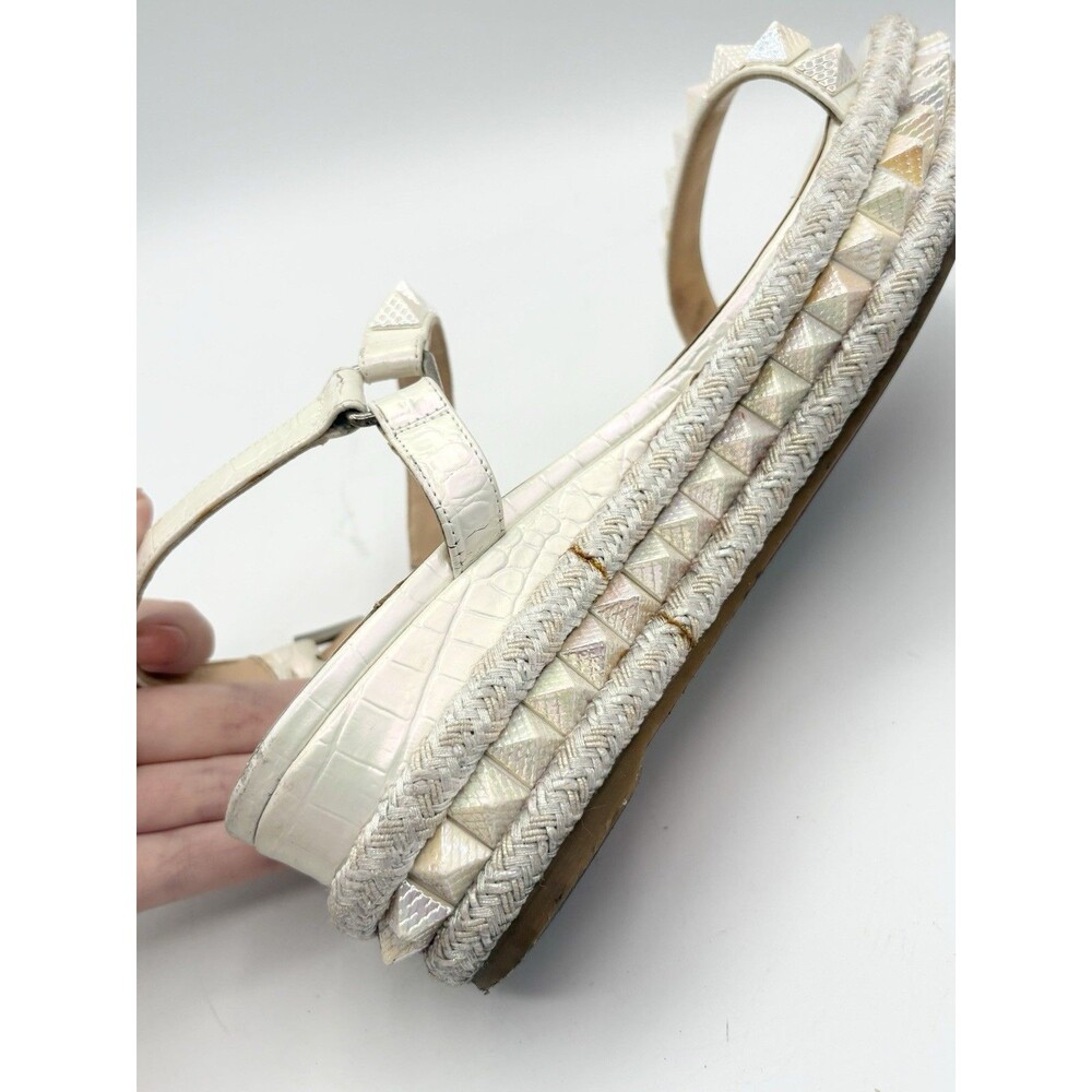 Christian Louboutin White Iridescent Platform Sandals Cataclou 60 Size EU 38 - Picture 10 of 12